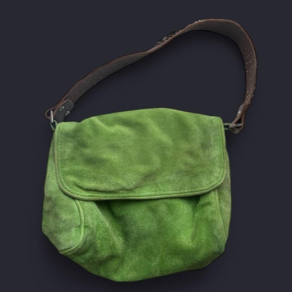 Tylie Malibu Classic Flap Bag Green Perforated Suede - Picture 4 of 6